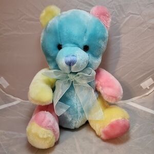 Unlimited Trading Group Multicolored Pastel Colorblock Teddy Bear Stuffed Plush